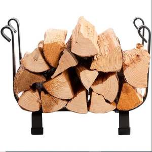 Antique <b>Wooden</b> <b>Log</b> Rack in Black Vintage Style Finished Ideal for Indoor Household Fireplace <b>Storage</b> and Supplies - Product Image 1