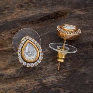 Pendientes estilo Kundan 172998 con engaste de bisel, modernos, religiosos, con patrón de gota de agua y plumas, piedra principal de circonita, para boda, hechos de aleación de zinc. - Product Image 4