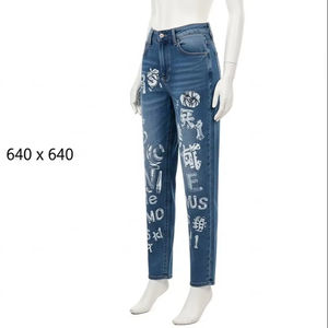 Jeans de Mezclilla Transpirables, Mezcla de Algodón, Estampado Digital, Ajuste Elástico, Ropa Casual para Hombre y Mujer, Proveedor Mayorista OEM de Fábrica - Product Image 3