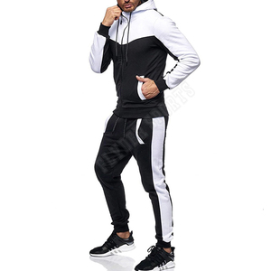 Conjunto de ropa deportiva para hombre, conjunto de sudaderas con capucha de marca para hombre, chaqueta con capucha a rayas de dos piezas para otoño y primavera, pantalones, chándal - Product Image 1