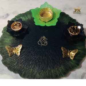 Plato de Oración Decorativo Artístico con Diseño de Ángel, de Resina Epoxi Ecológica, para el Festival de Diwali, Regalo para el Templo del Hogar - Product Image 2