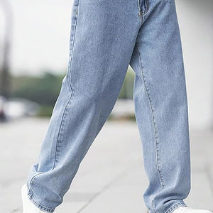 Jeans en denim vert sur mesure pour homme, taille mi-haute, coupe slim, respirant, streetwear, techniques de lavage, poches en coton, été - Product Image 3