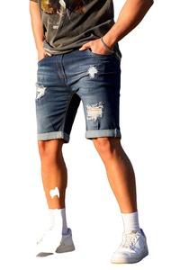 Shorts en jean baggy pour hommes, double épaisseur, effet délavé, style charpentier, fabriqués sur mesure - Product Image 2