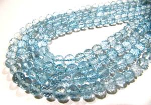 Cuentas redondas facetadas de Topacio azul natural, cuentas de piedras preciosas de Topacio Azul genuino, hebra de piedras preciosas BT de 5-6mm de tamaño, cuentas largas de 5 pulgadas - Product Image 5