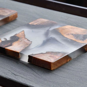 Sous-verres écologiques en bois de résine de luxe faits à la main de haute qualité avec support décor de table en forme de couleur personnalisée Logo personnalisé utiliser - Product Image 1