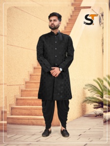 Présentation du nouveau design Jacquard Kurta avec velours Dhoti du prix de gros par exportation - Product Image 3