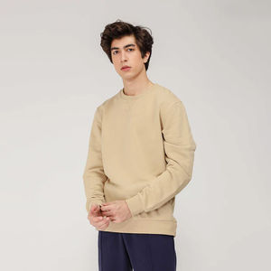 Pull en coton brodé lourd à bas prix avec logo personnalisé, sweat-shirt à col rond avec peinture bouffante pour hommes - Product Image 1