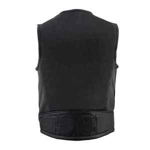 Chaleco genuino de cuero negro de nuevo diseño de moda chaquetas sin mangas para hombres ropa exterior de invierno transpirable cremallera Venta de fábrica - Product Image 3