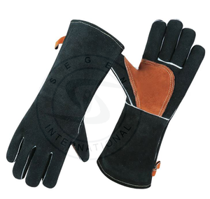 Segen International-Guantes DE SEGURIDAD antideslizantes para soldar, guantes de seguridad con abertura trasera de cuero de vaca, antideslizantes y anticortes, talla XL, color negro, 2017 - Product Image 1