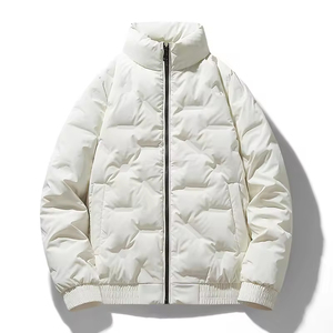 Chaqueta acolchada personalizada de alta calidad para hombre, abrigo de invierno cálido con cuello levantado acolchado grueso con cremallera para uso en la calle al aire libre - Product Image 5