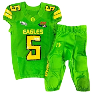 Uniformes de football américain en polyester 100% antibactérien respirant à séchage rapide en sergé chromé doré Sublimation complète - Product Image 4