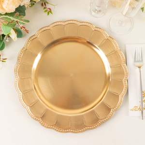 Elegante Plato de Presentación Metálico con Borde, Accesorio de Diseño para Cenas de Lujo, Fiestas, Bodas y Servicios de Catering - Product Image 2