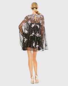 Elegante Floral Aline noche fiesta vestido de baile de lujo de una manga con cuentas de lentejuelas forma del cuerpo de talla grande vestidos de cóctel de tul - Product Image 4