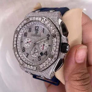 Montre automatique pour homme style Hip Hop avec moissanite, chronographe en acier inoxydable, réserve de marche, affichage analogique, diamètre 41 mm - Product Image 2