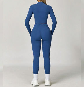 Ensemble soutien-gorge et leggings de sport veste sans coutures pour femmes vêtements de sport haute élasticité pour le yoga ensemble d'entraînement de 3 pièces pour le fitness - Product Image 2