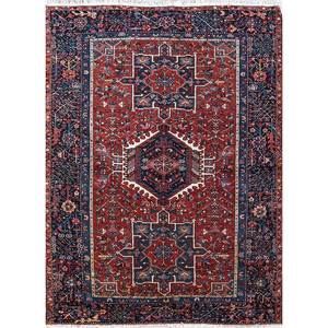 Alfombra de Lana Anudada a Mano Aalam, Diseño de Medallón Rojo Naranja, Kilim Rectangular de 9x12, Abstracta, Hecha a Mano para Adolescentes, para Entrada o Pasillo - Product Image 1