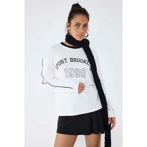 Sweat-shirt à manches régulières avec motif lettres, 100% coton, pour tous les jours - Product Image 2