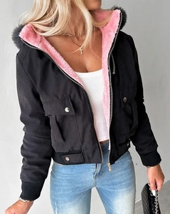 Abrigo de invierno con cuello levantado y cremallera, Color sólido, manga larga, acolchado, mantiene el calor, cárdigan grueso, chaqueta informal de invierno para exteriores - Product Image 2