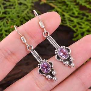 Pendientes de piedras preciosas de amatista de Plata de Ley 925 de estilo bohemio, joyería hecha a mano, pendientes de plata, joyería para mujer, regalo de boda para - Product Image 2