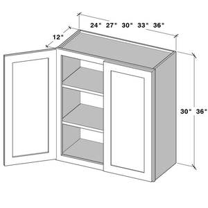 Moderno Glacier White 30 pulgadas de alto gabinete de pared de doble puerta W36 X H30 X D12 para almacenamiento de cocina - Product Image 2