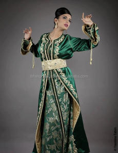 Saudi Arabian Traditional National Day Green Colour Two Piece Kaftan With Heavy Embroidery, Lace and Stone <b>Work</b> <b>Belt</b> - Product Image 2