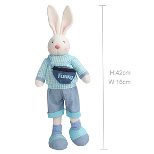 Zaves 42Cm Mùa Xuân Phục Sinh Bunny Đồ Chơi Sang Trọng Nhồi Bông Thỏ Đồ Chơi Với Trang Phục Màu Xanh Vui Eo Túi Thiết Kế Lễ Hội Phục Sinh Trang Trí - Product Image 1
