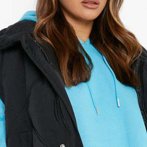 Sweat à capuche décontracté pour femme, sweat à capuche court d'hiver avec impression personnalisée, nouvelle mode, polyester et coton uni, logo sur le devant - Product Image 6