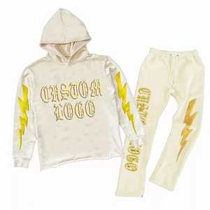 Chándal Deportivo Personalizado con Bordado, Ecológico, Talla Grande, Transpirable, para Hombre, Corte Ajustado, 100% Algodón, con Pantalones Acampanados - Product Image 4