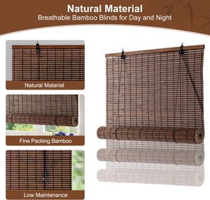 Wholesale Most Popular Rainproof Cordless Bamboo Roman Rolling/Roller Shades Match <strong>Stick</strong> Window <strong>Blinds</strong> - Product Image 3