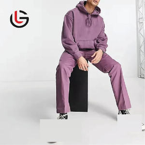 ชุดวอร์มผ้าฝ้าย 100% หนานุ่ม ไซส์ใหญ่พิเศษ สำหรับฤดูหนาว มีฮู้ด สีพื้น ล้างสีแบบ Acid Wash สำหรับผู้ชาย - ผลิตตามสั่ง คุณภาพสูง บริการ ODM OEM - Product Image 2