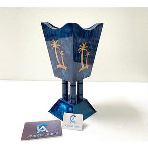 Factory Wholesale Resin Wood Mubakhar Bakhoor Oud Burner Incense <b>Holder</b> Arabic Design Eco-Friendly Mettalic Blue 11 Inch - Product Image 5