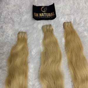 613 cheveux blonds non transformés crépus ondulés cheveux indiens aucune perte Remy indien un Doner vierge Machine Double trame cheveux humains - Product Image 2
