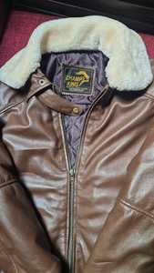 CHAMP KING <b>MEN'S</b> BROWN <b>LEATHER</b> <b>JACKET</b> WITH <b>FAUX</b> FUR COLLAR ZIPPER CLOSURE - Product Image 3