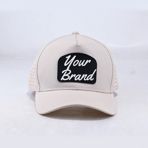 Logotipo de parche de goma personalizado, de 5 paneles gorra de béisbol, gorra deportiva impermeable, gorra de Golf perforada, gorras de Golf con agujero de corte láser, ala curva - Product Image 4
