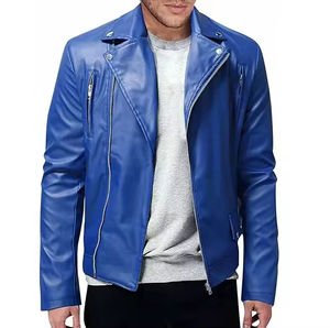 Veste de moto en cuir pour homme, taille plus, style zippé, imperméable et respirante, veste de motard en cuir véritable de haute qualité - Product Image 1
