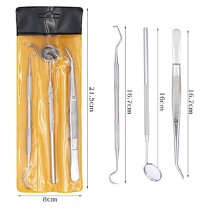 Kit de Instrumentos dentales de acero inoxidable, 3 paquetes, herramientas manuales de cirugía oral, incluida la sonda de pinzas de espejo de examen para dentista - Product Image 1