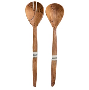 Ensemble de service à salade en bois naturel écologique cuillère de service pour ustensiles de cuisine soupe à salade outils de mélange de fruits épicés ustensile à salade - Product Image 5