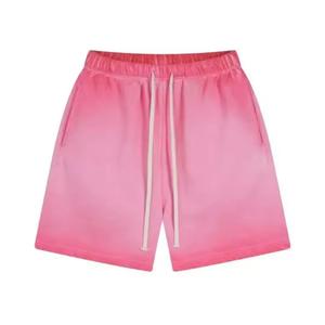 Pantalones cortos deportivos Vintage personalizados para hombres 260-300 GSM, algodón lavado ácido, dobladillo crudo, ropa de calle con cordón para uso en el gimnasio - Product Image 3