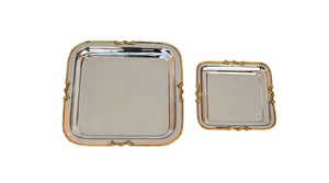 Erving Plateau avec poignées Plateau à manger pour pièce maîtresse de comptoir Rectangulaire Gris Or Bord - Product Image 5