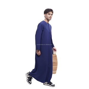 เสื้อคลุมผู้ชายแบบสบายๆ ผ้าฝ้าย ทรงยาว ระบายอากาศได้ดี เสื้อผ้ามุสลิมแบบดั้งเดิม ชุดอิสลามแบบดั้งเดิม เสื้อคลุมอาหรับ สำหรับวันอีด/รอมฎอน ขายส่ง - Product Image 4