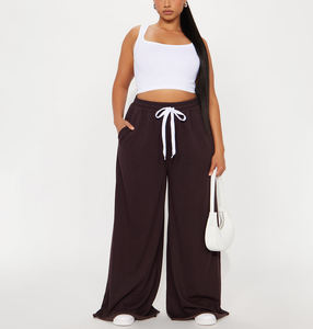 Pantalon de jogging ample à cordon de serrage pour femme, haute qualité, poches latérales, 100 % coton, coupe-vent et respirant, vente en gros - Product Image 1