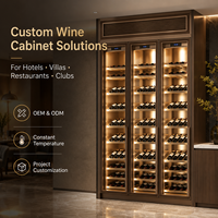 Armoire à vin en acier inoxydable sur mesure, armoire à vin dorée, refroidisseur à vin, stockage commercial de vin pour hôtel, restaurant, bar, villa
