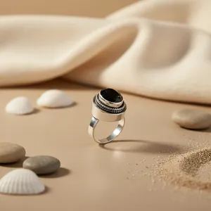 925 <b>Silver</b> Sapphire <b>Ring</b> for Women Rhodium Plated <b>Statement</b> <b>Ring</b> with Topaz and Oval Cut Gemstone for Gift - Product Image 1