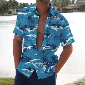 Camisas de manga corta con estampado de palmera en 3D, camisas casuales de verano a la moda diaria para hombre, camisas hawaianas para vacaciones en la playa para hombre - Product Image 4