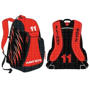 Custom Wholesale Logo Design Gym Sport With Front Compartment Large Travel Sublimated Print Team Basketball Backpack Book Bag