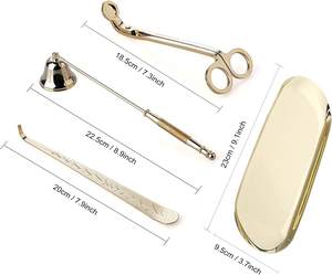 Ensemble d'accessoires avec plateau en or pour bougie, ensemble pour bougie, extincteur de bougie, coupe-mèche - Product Image 4