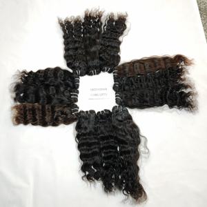 Extensiones de cabello humano de templo indio de doble trama virgen, mechones ondulados sedosos de Color Natural crudo, rizo vietnamita de onda profunda suelta - Product Image 3