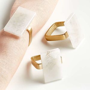 Résine blanche fabriquée à la main haute polie belle agate de mode colorée et anneau en métal pour rond de serviette de mariage - Product Image 4