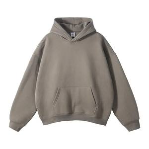 Sudadera con capucha de moda de gran tamaño Premium 100% algodón personalizado peso pesado Color sólido patrón 3D con capucha ajuste suelto grueso diseño liso - Product Image 3