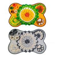 Tapis de Sniffing pour Chien en Forme d'Os, en Velours, Motif Floral, Multi-Zones, pour l'Entraînement au Travail d'Appoint et l'Alimentation Lente, Jouet Olfactif, Vente en Gros
